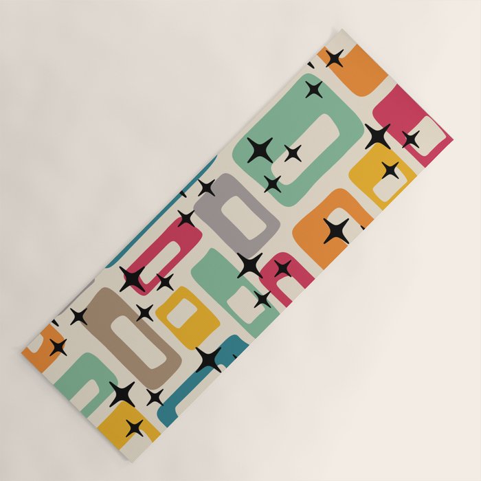 Retro Mid Century Modern Abstract Yoga Mat Gallery Image 1