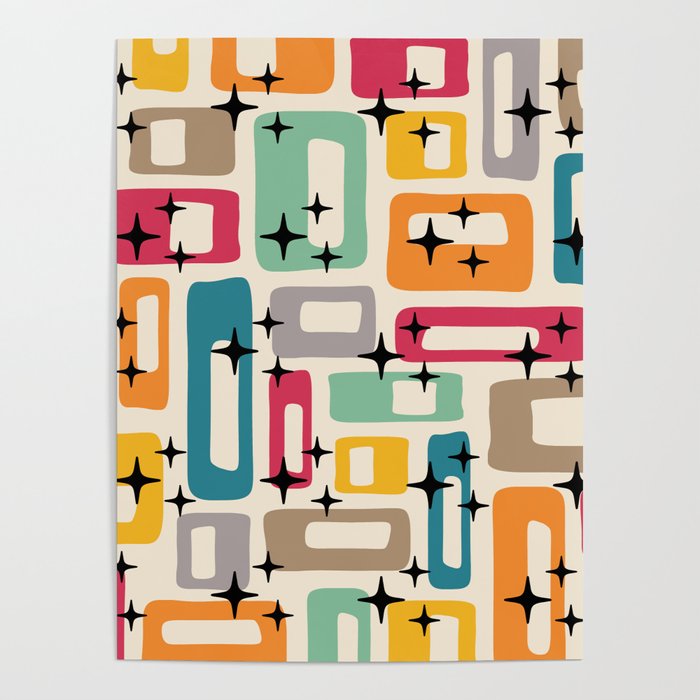 Retro Mid Century Modern Abstract Poster Gallery Image 1