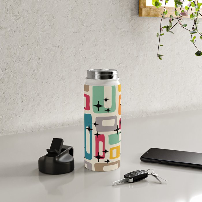 Retro Mid Century Modern Abstract Water Bottle Gallery Image 4