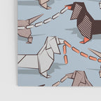 Origami Dachshunds sausage dogs // pale blue background Poster Gallery Image 3