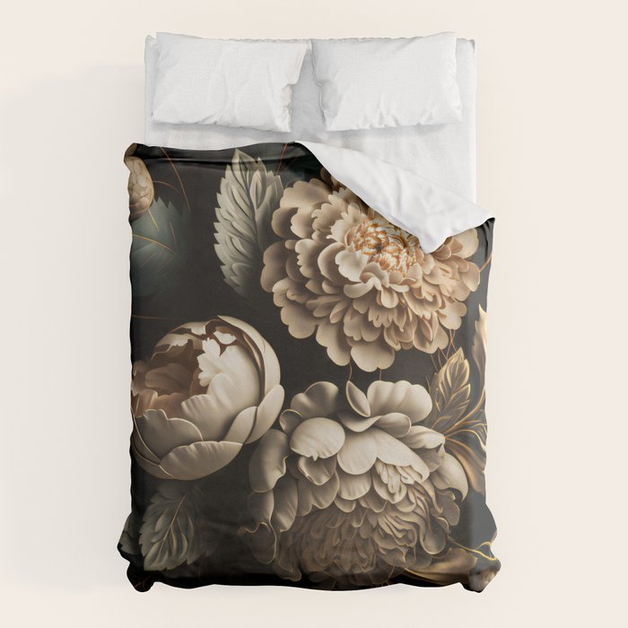 Victorian Cameo and Dark Floral Print Duvet Cover Gallery Image 6