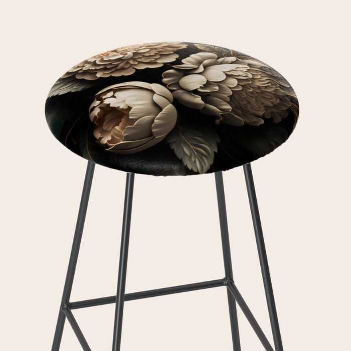 Victorian Cameo and Dark Floral Print Stool Gallery Image 2