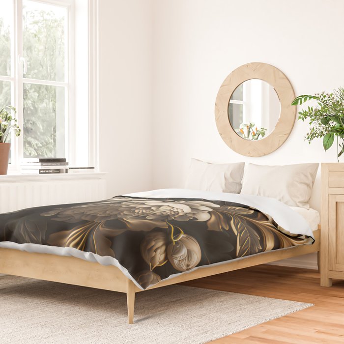 Victorian Cameo and Dark Floral Print Duvet Cover Gallery Image 2