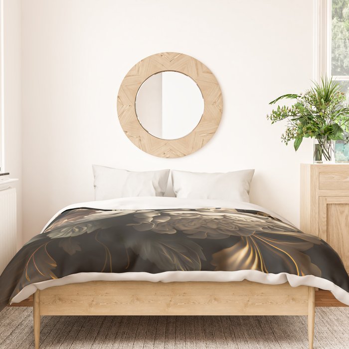 Victorian Cameo and Dark Floral Print Duvet Cover Gallery Image 3