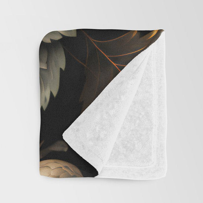 Victorian Cameo and Dark Floral Print Throw Blanket Gallery Image 3