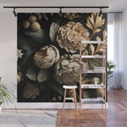 Victorian Cameo and Dark Floral Print Wall Mural Gallery Image 1
