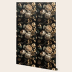 Victorian Cameo and Dark Floral Print Wallpaper Gallery Image 2