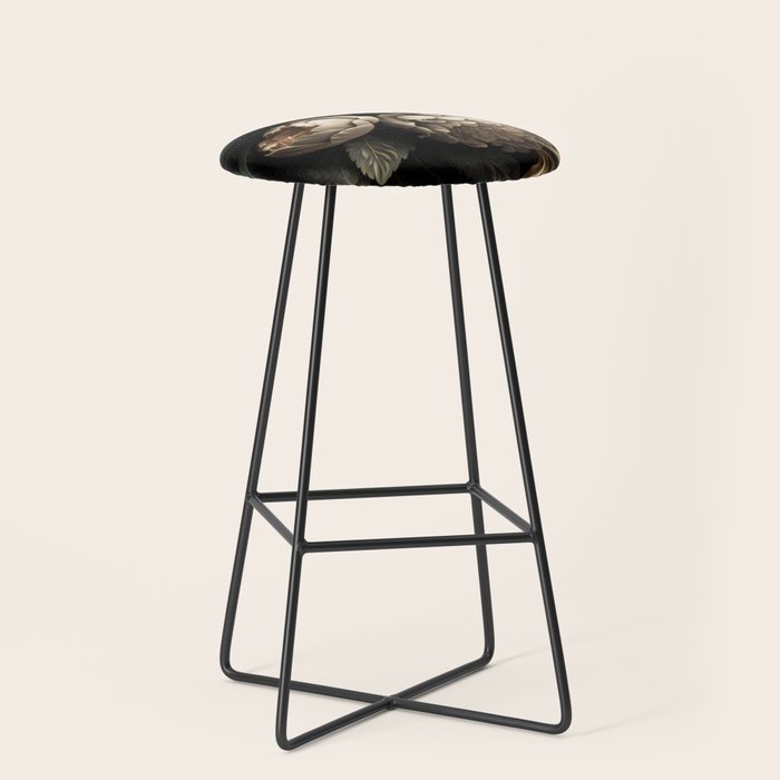 Victorian Cameo and Dark Floral Print Stool Gallery Image 1