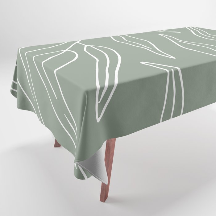 Minimalist, Leaves, Green, Boho Wall Art Tablecloth Gallery Image 1