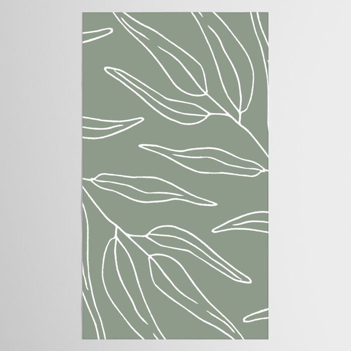 Minimalist, Leaves, Green, Boho Wall Art Tablecloth Gallery Image 2
