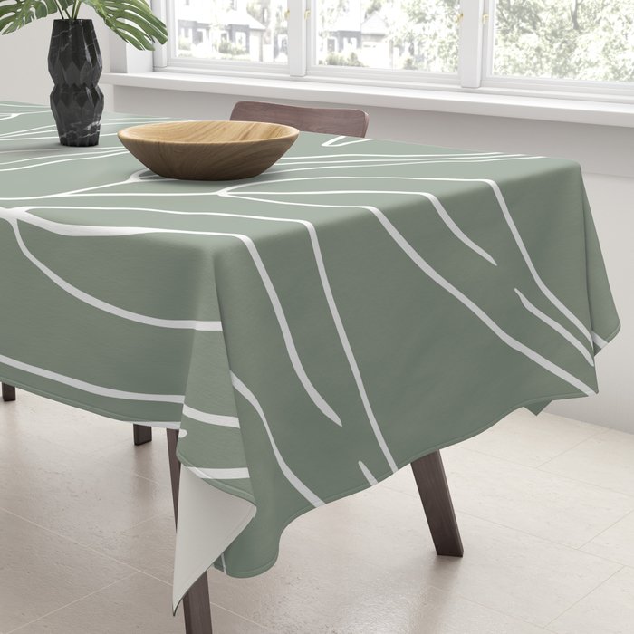 Minimalist, Leaves, Green, Boho Wall Art Tablecloth Gallery Image 3