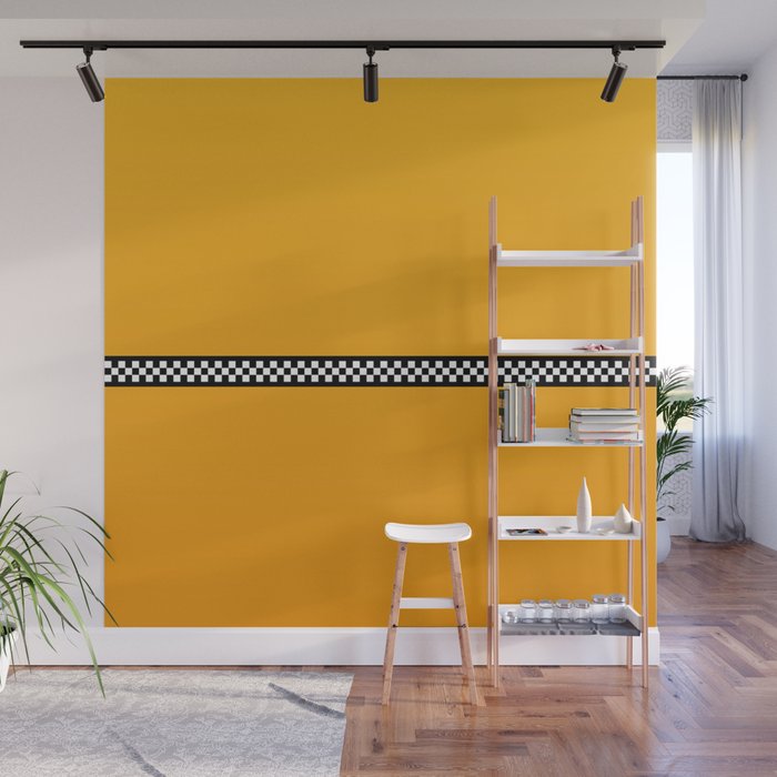 NY Taxi Cab Yellow with Black and White Check Band Wall Mural Gallery Image 1