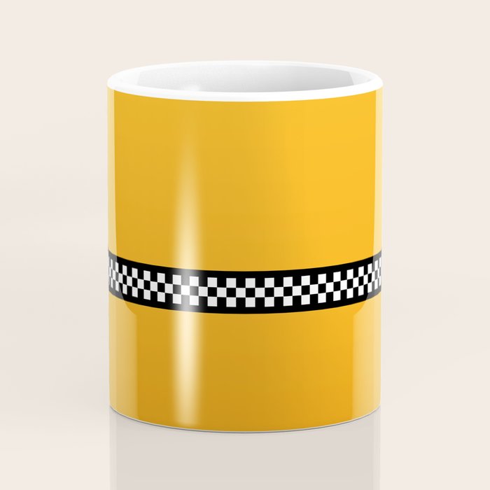 NY Taxi Cab Yellow with Black and White Check Band Coffee Mug Gallery Image 4