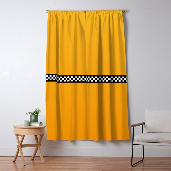 NY Taxi Cab Yellow with Black and White Check Band Window Curtain Gallery Image 5