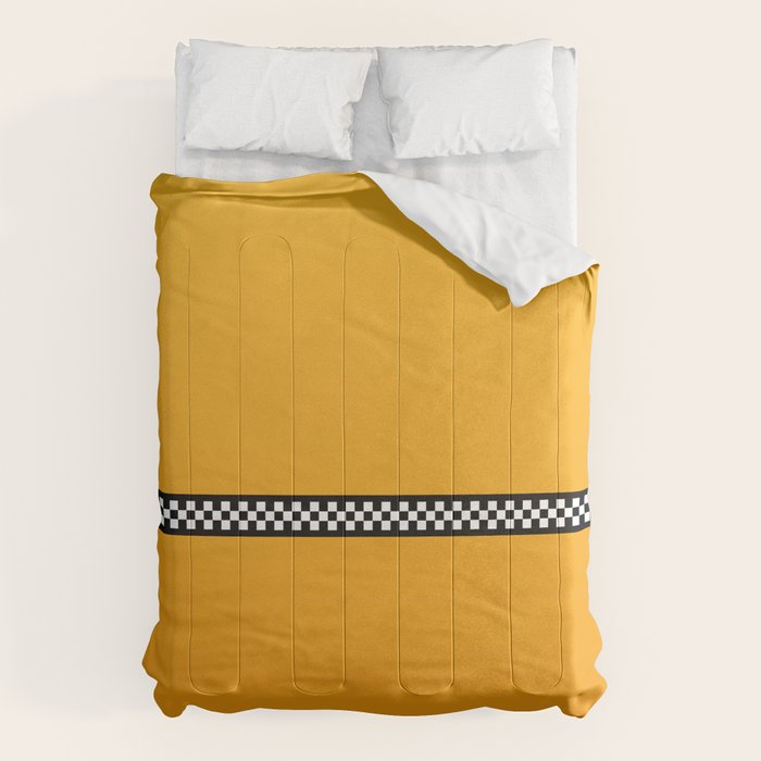 NY Taxi Cab Yellow with Black and White Check Band Comforter Gallery Image 1