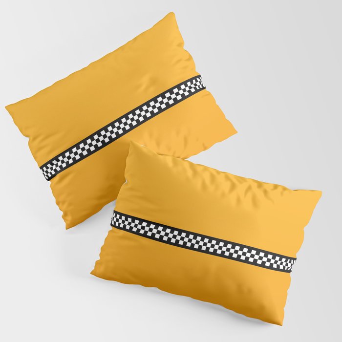 NY Taxi Cab Yellow with Black and White Check Band Pillow Sham Gallery Image 3