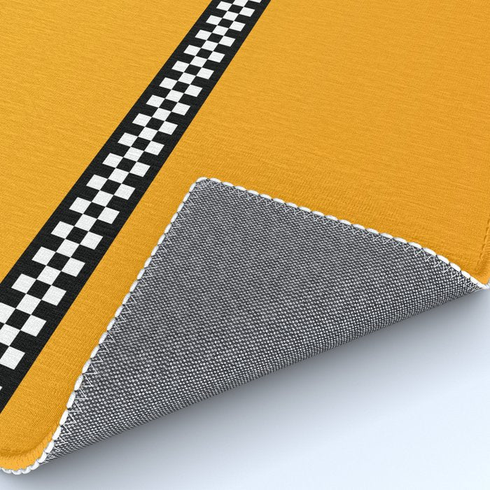 NY Taxi Cab Yellow with Black and White Check Band Rug Gallery Image 4