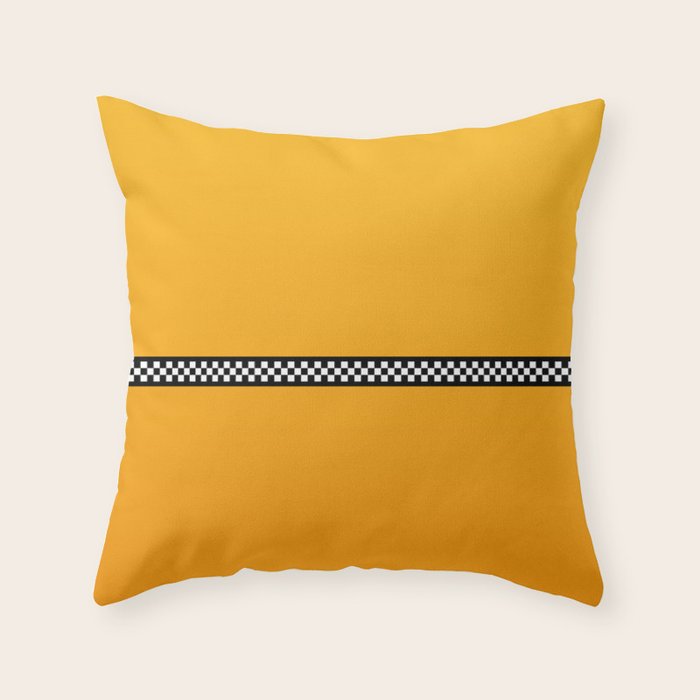 NY Taxi Cab Yellow with Black and White Check Band Throw Pillow Gallery Image 6