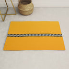 NY Taxi Cab Yellow with Black and White Check Band Rug Gallery Image 1