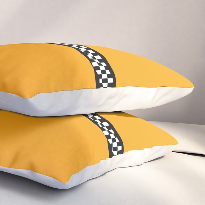 NY Taxi Cab Yellow with Black and White Check Band Pillow Sham Gallery Image 3