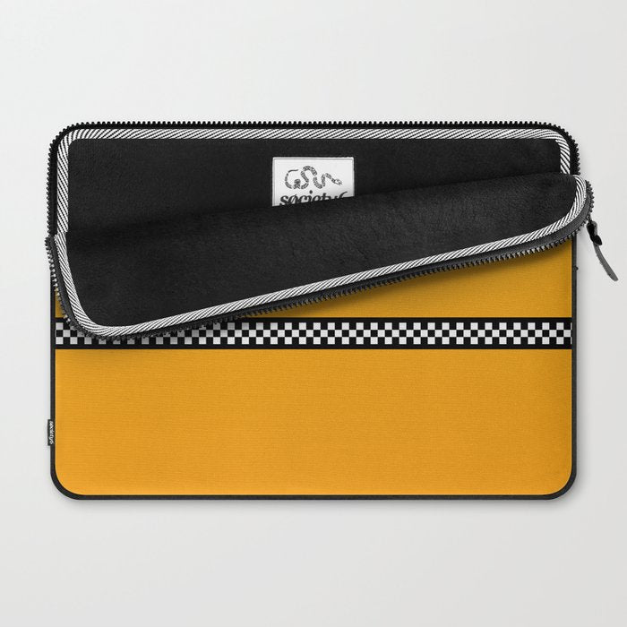 NY Taxi Cab Yellow with Black and White Check Band Laptop Sleeve Gallery Image 2