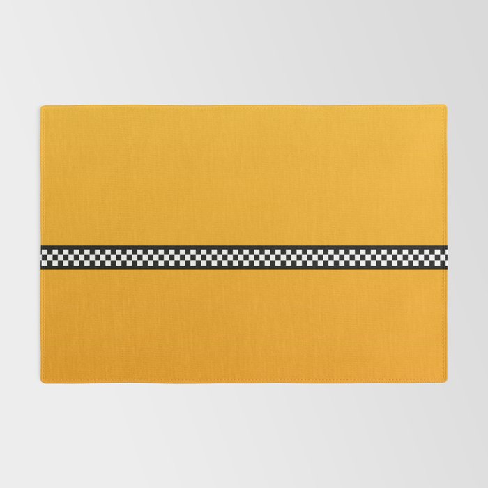 NY Taxi Cab Yellow with Black and White Check Band Rug Gallery Image 2