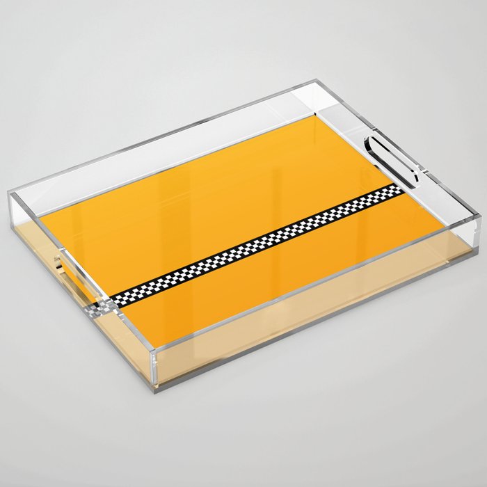 NY Taxi Cab Yellow with Black and White Check Band Acrylic Tray Gallery Image 1