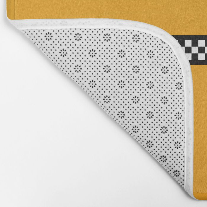 NY Taxi Cab Yellow with Black and White Check Band Bath Mat Gallery Image 2