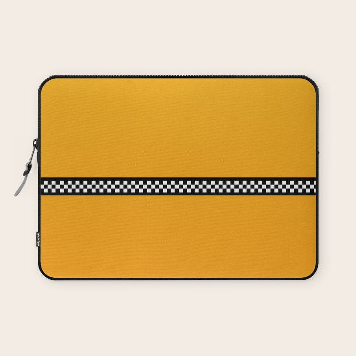 NY Taxi Cab Yellow with Black and White Check Band Laptop Sleeve Gallery Image 1