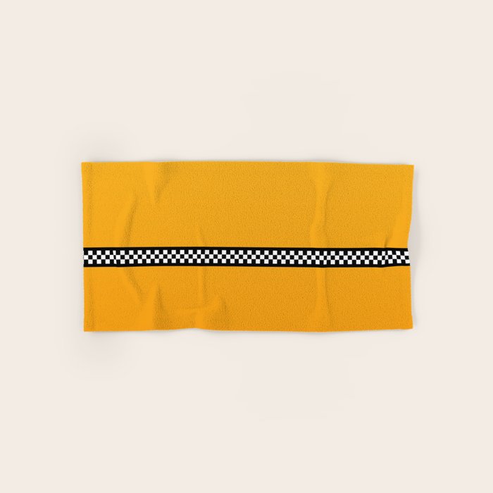 NY Taxi Cab Yellow with Black and White Check Band Bath Towel Gallery Image 1