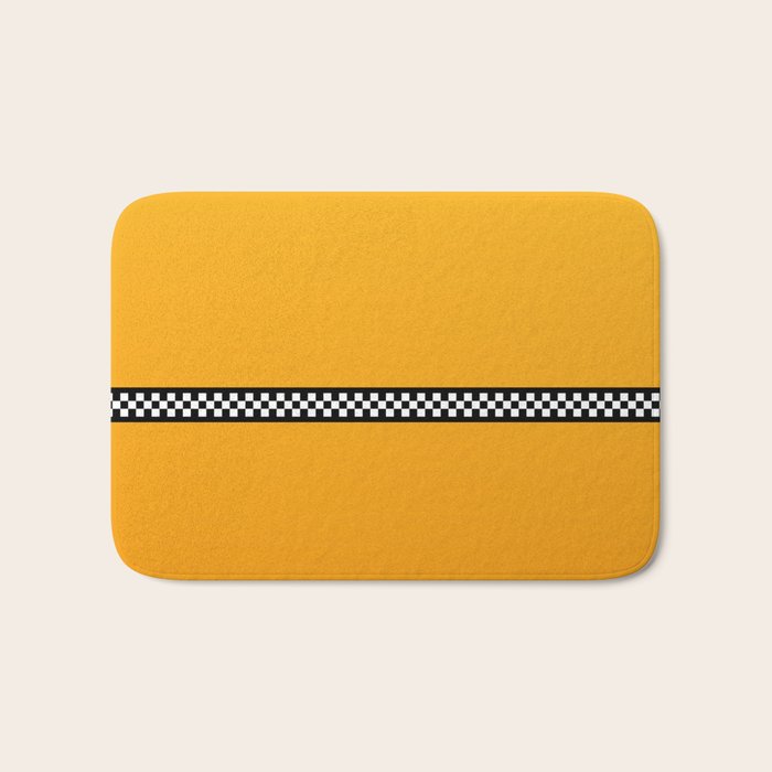NY Taxi Cab Yellow with Black and White Check Band Bath Mat Gallery Image 1