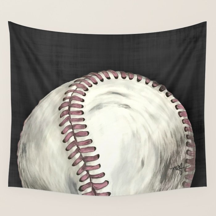 Vintage Baseball Art Wall Tapestry Gallery Image 1