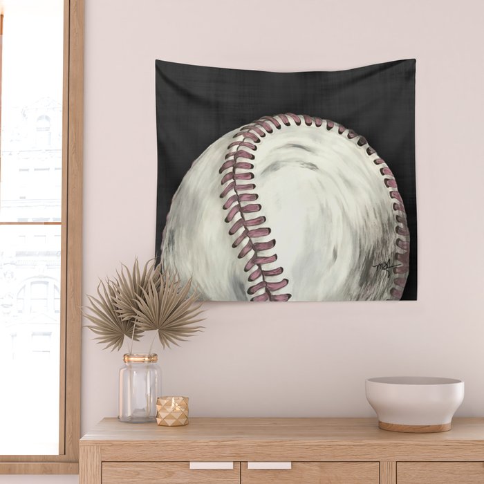 Vintage Baseball Art Wall Tapestry Gallery Image 2