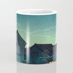 Kawase Hasui Vintage Japanese Woodblock Print Japanese Village Under Moonlight Cloudy Sky Coffee Mug Gallery Image 4