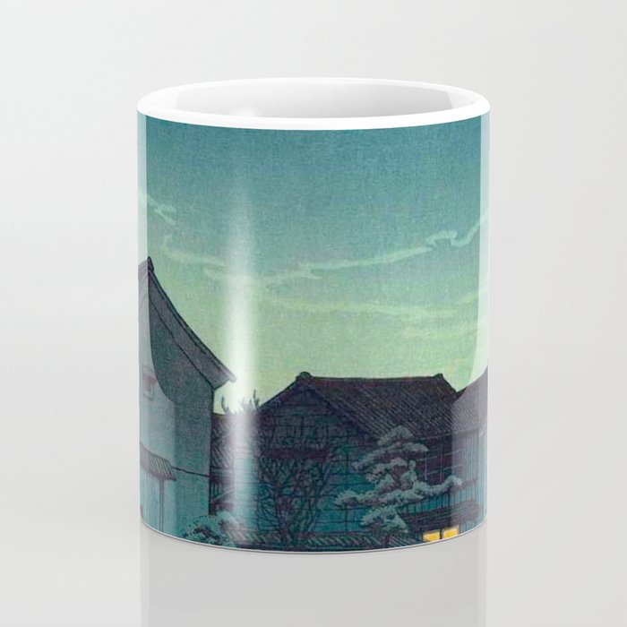 Kawase Hasui Vintage Japanese Woodblock Print Japanese Village Under Moonlight Cloudy Sky Coffee Mug Gallery Image 4