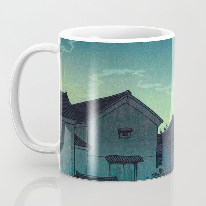 Kawase Hasui Vintage Japanese Woodblock Print Japanese Village Under Moonlight Cloudy Sky Coffee Mug Gallery Image 3