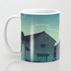 Kawase Hasui Vintage Japanese Woodblock Print Japanese Village Under Moonlight Cloudy Sky Coffee Mug Gallery Image 3
