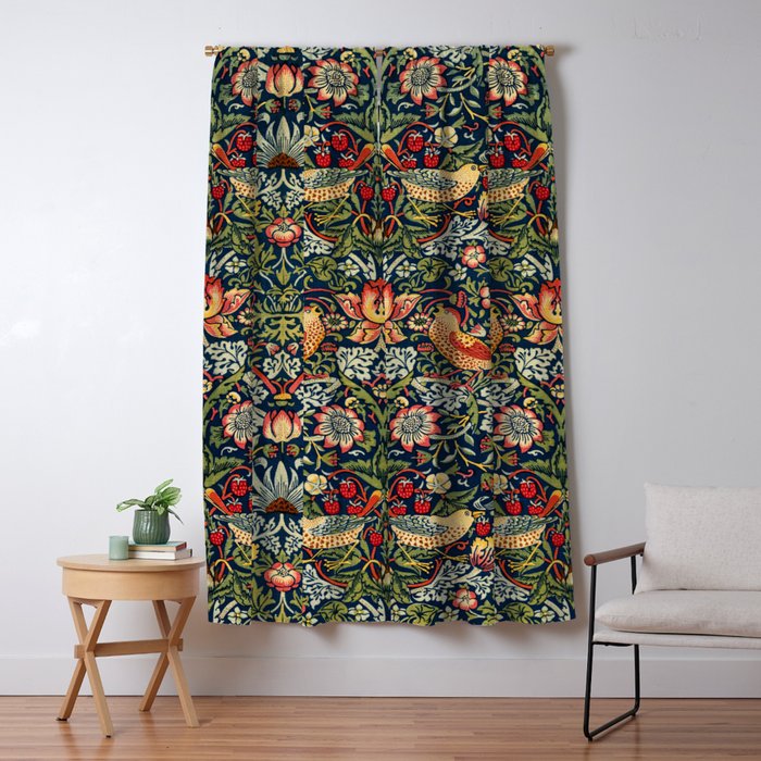 Strawberry Thief by William Morris 1883 Antique Vintage Victorian Jugendstil Art Nouveau Retro  Window Curtain