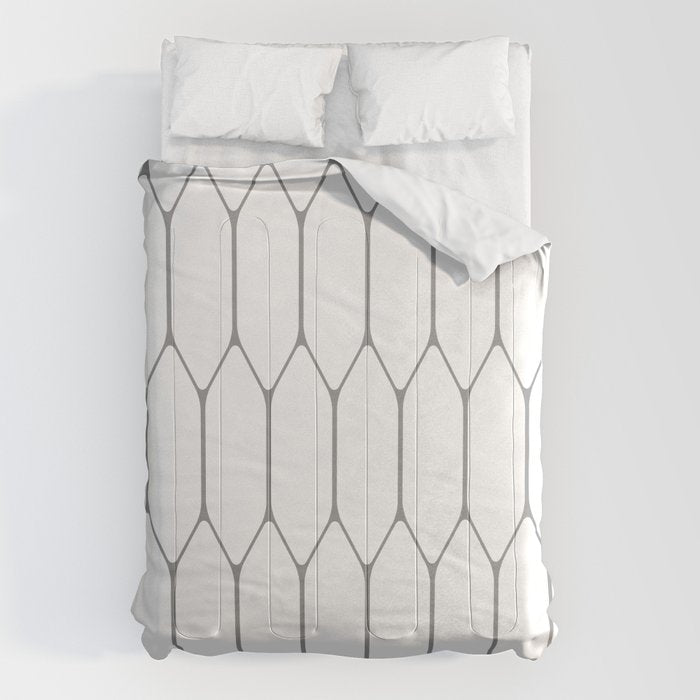 Long Honeycomb Minimalist Geometric Pattern in Gray and White Comforter Gallery Image 6