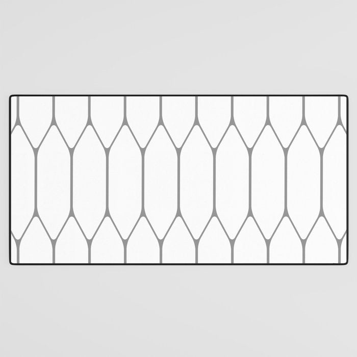 Long Honeycomb Minimalist Geometric Pattern in Gray and White Desk Mat Gallery Image 3
