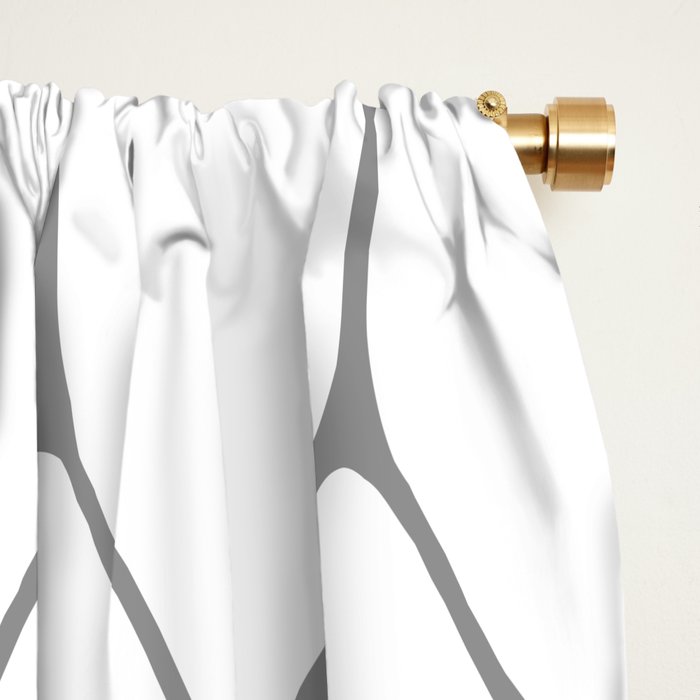 Long Honeycomb Minimalist Geometric Pattern in Gray and White Window Curtain Gallery Image 2