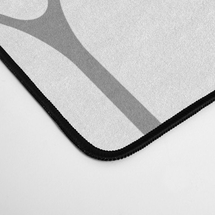 Long Honeycomb Minimalist Geometric Pattern in Gray and White Desk Mat Gallery Image 4