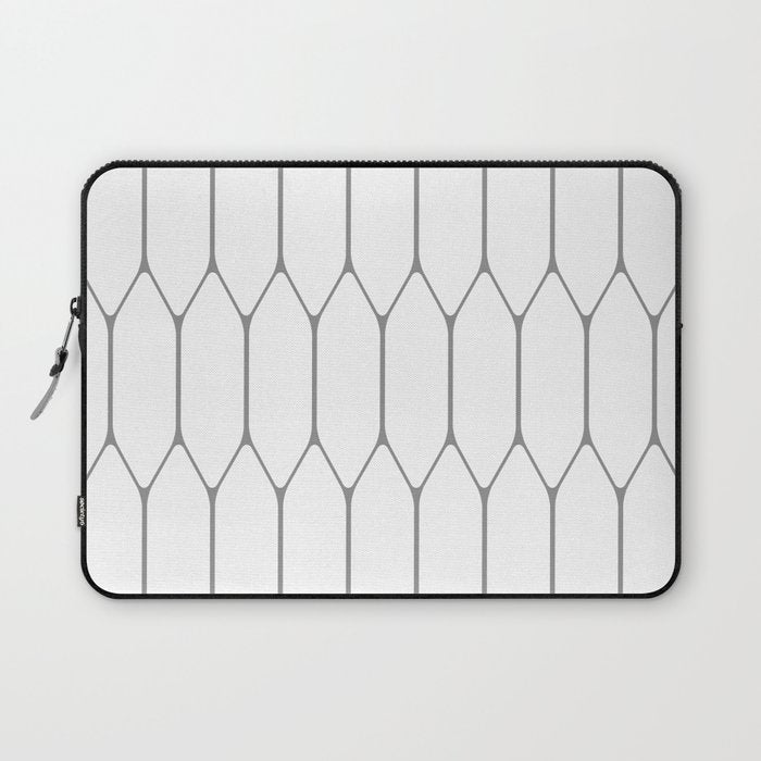 Long Honeycomb Minimalist Geometric Pattern in Gray and White Laptop Sleeve Gallery Image 1