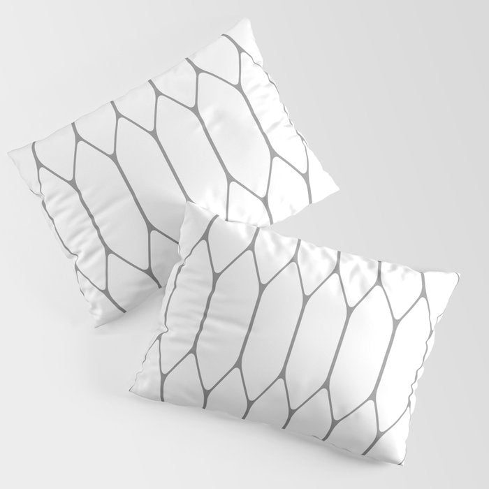 Long Honeycomb Minimalist Geometric Pattern in Gray and White Pillow Sham Gallery Image 1