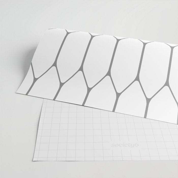 Long Honeycomb Minimalist Geometric Pattern in Gray and White Wrapping Paper Gallery Image 2