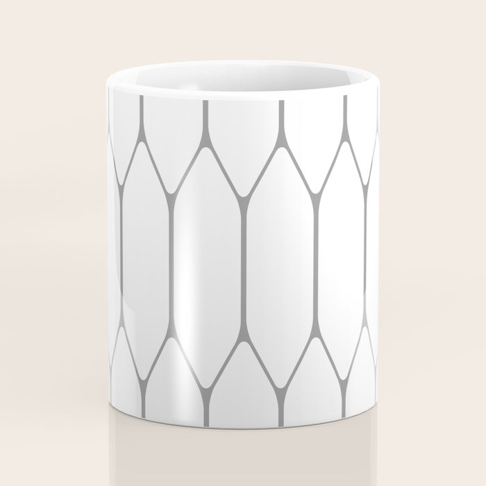 Long Honeycomb Minimalist Geometric Pattern in Gray and White Coffee Mug Gallery Image 4
