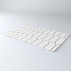 Long Honeycomb Minimalist Geometric Pattern in Gray and White Rug Gallery Image 3
