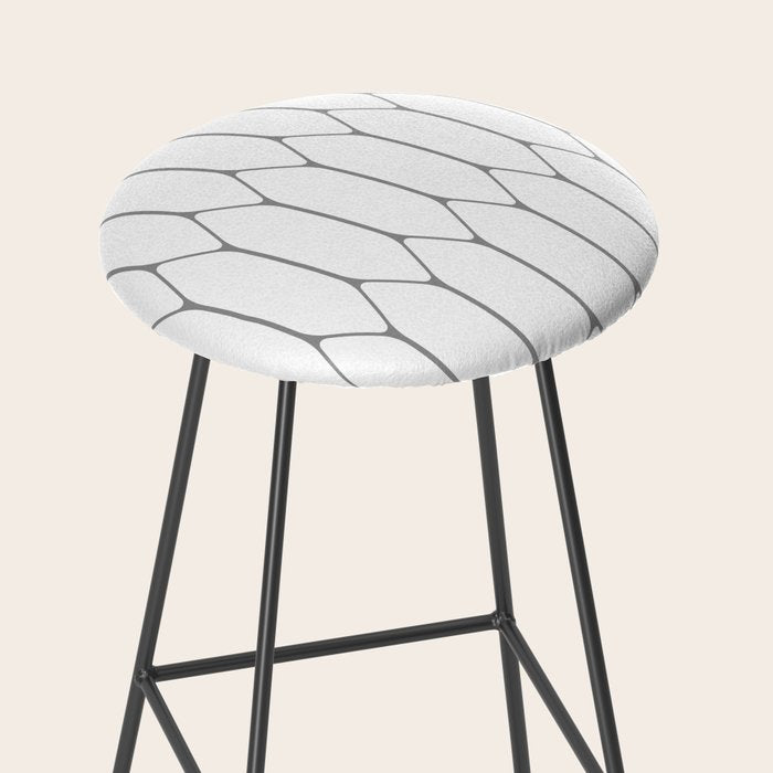 Long Honeycomb Minimalist Geometric Pattern in Gray and White Stool Gallery Image 2