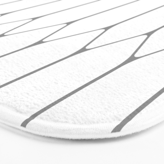 Long Honeycomb Minimalist Geometric Pattern in Gray and White Bath Mat Gallery Image 3