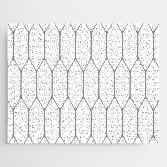 Long Honeycomb Minimalist Geometric Pattern in Gray and White Jigsaw Puzzle Gallery Image 1